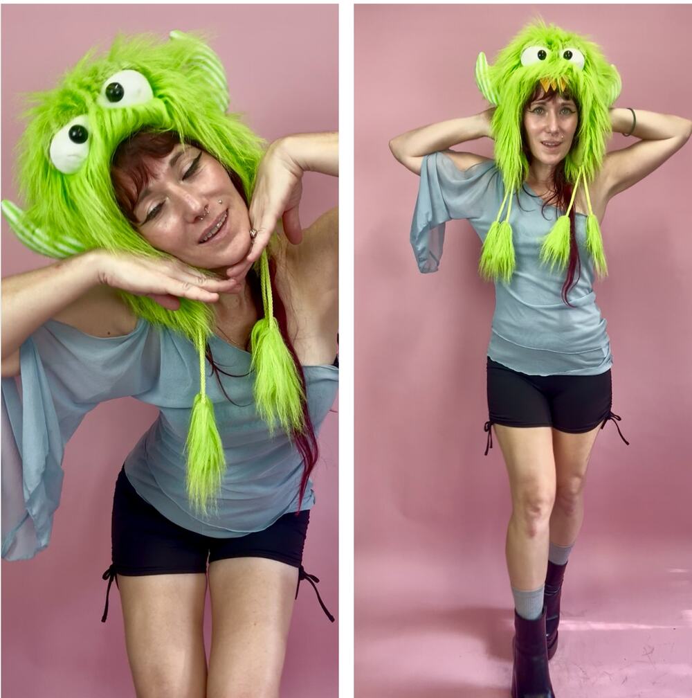 Green Monster Furry Cosplay Hat Kawaii Japanese Street Fashion Emo Festival Hood